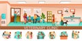 Veterinary Clinic Cartoon Infographic Royalty Free Stock Photo