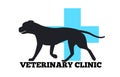 Veterinary Clinic Dog Black Silhouette Blue Cross Royalty Free Stock Photo