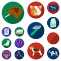 Veterinary clinic flat icons in set collection for design. Treatment of a pet vector symbol stock web illustration. Royalty Free Stock Photo