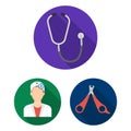 Veterinary clinic flat icons in set collection for design. Treatment of a pet vector symbol stock web illustration. Royalty Free Stock Photo