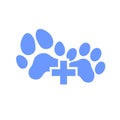 Veterinary clinic logo icon dog and cat paw medical cross Royalty Free Stock Photo