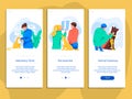 Veterinary clinic mobile app onboarding screen set Royalty Free Stock Photo