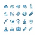 Veterinary Clinic Signs Color Thin Line Icon Set. Vector