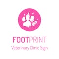 Veterinary clinic vector logo with the footprint sign