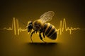 Veterinary concept, pulse, bee\'s heartbeat, black background. Generative AI .