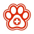 Veterinary emblem medical cross in the heart on a white background