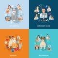 Veterinary Flat Set vector design illustration Royalty Free Stock Photo