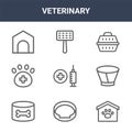 9 veterinary icons pack. trendy veterinary icons on white background. thin outline line icons such as animal shelter, elizabethan