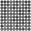 100 veterinary icons set black circle Royalty Free Stock Photo