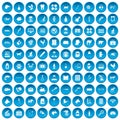 100 veterinary icons set blue Royalty Free Stock Photo