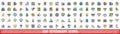 100 veterinary icons set, color line style Royalty Free Stock Photo