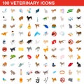 100 veterinary icons set, isometric 3d style Royalty Free Stock Photo