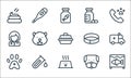 veterinary line icons. linear set. quality vector line set such as fish, pet food, paw, dog, test tube, vet, pet collar, pills, Royalty Free Stock Photo