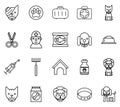 Veterinary line icons. Pets thin signs