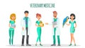 Veterinary Medicine Flat Characters Vector Set Royalty Free Stock Photo