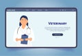 Veterinary online doctor. Animal care shop. Pet shop landing page template