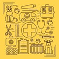 Veterinary pet health care animal medicine icons set isolated Royalty Free Stock Photo