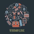 Veterinary pet health care animal medicine icons set isolated Royalty Free Stock Photo