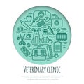 Veterinary pet health care animal medicine icons set Royalty Free Stock Photo
