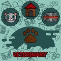 Veterinary pharmacy flat concept icons Royalty Free Stock Photo
