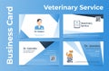 Veterinary service business card design set vector flat illustration doctor aid animal care Royalty Free Stock Photo