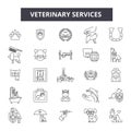 Veterinary services line icons, signs, vector set, outline illustration concept