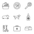 Veterinary things icons set, outline style