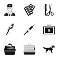 Veterinary things icons set, simple style