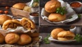 Vetkoek fried deep-fried buns stuffed with minced meat curry Royalty Free Stock Photo
