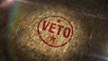 Veto and refuse sign stamp on linen sack loop animation