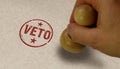 Veto stamp and stamping - opposition and refuse concept