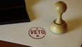 Veto stamp and stamping - opposition and refuse concept