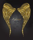 Vetor hand drawn ornate golden angel wings in zentangle style Royalty Free Stock Photo