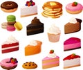 Vetor illustration of various desserts and cakes