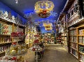 VETRALLA, ITALY - SEPTEMBER 19, 2023: A beautiful interior of christmas shop with many decorations in Lazio