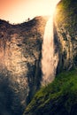 Vettisfossen waterfall in mountains - Norway, Scandinavia Royalty Free Stock Photo