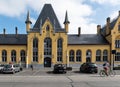 Veurne, West Flanders Region -Belgium - View over the yellow building of the railway station