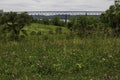 Vew of Bridge from Wildflower Meadow Royalty Free Stock Photo