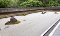 Vew of Jjapanese zen garden of Ryoan-ji temple in Kyoto Royalty Free Stock Photo