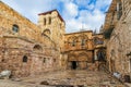 Vew on main entrance in at the Church of the Holy Sepulchre in Old City of Jerusalem Royalty Free Stock Photo