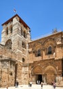 Vew on main entrance to the Church of the Holy Sepulchre in Old City Royalty Free Stock Photo