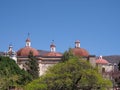 Vew to San Pedro church in Mitla city at archeological site of Zapotec culture in Oaxaca landscape in Mexico Royalty Free Stock Photo