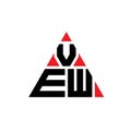 VEW triangle letter logo design with triangle shape. VEW triangle logo design monogram. VEW triangle vector logo template with red