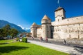 Famous Chateau de Chillon at Lake Geneva near Montreux, Switzerland, Europe Royalty Free Stock Photo