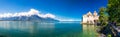 Famous Chateau de Chillon at Lake Geneva near Montreux, Switzerland, Europe Royalty Free Stock Photo