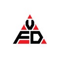 VFD triangle letter logo design with triangle shape. VFD triangle logo design monogram. VFD triangle vector logo template with red Royalty Free Stock Photo