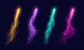 Vfx arrow effect, magic light trails with colorful haze and sparkles, realistic witch spell blast in motion.