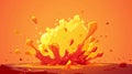 VFX game video effect of lava splash, 2D cartoon liquid fire drops, yellow flow and swirl design, explosion, burst, boom