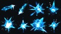VFX modern illustration of star explosions, power hits, energy impact. Illustration of a fireball strike storyboard