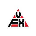 VFX triangle letter logo design with triangle shape. VFX triangle logo design monogram. VFX triangle vector logo template with red Royalty Free Stock Photo